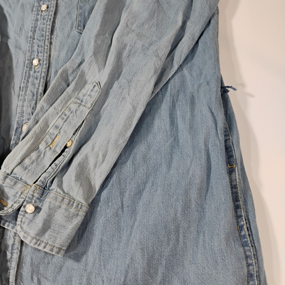 Lauren Ralph Lauren Women's Size 6 Denim Blue Shirt Dress Pearl Buttons Pocket - Picture 9 of 16